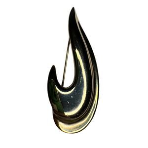 Vintage Signed Napier Gold Tone Swoosh Style Brooch